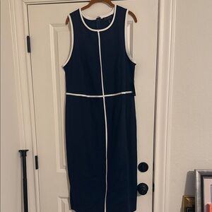 Navy Dress with White Trim
